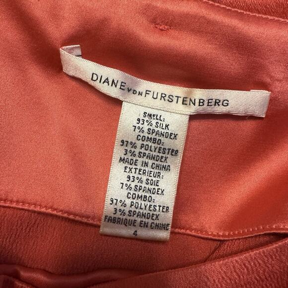 Diane Von Furstenberg Dress 4 Silk Shift Dress FLAW Read Salmon Pink Office Chic - Picture 10 of 12